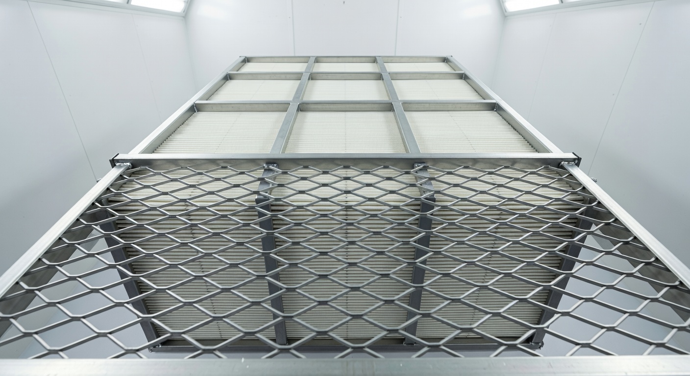 Industrial paint spray booth grid system